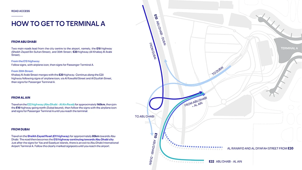Abu Dhabi Airport new Terminal A location map
