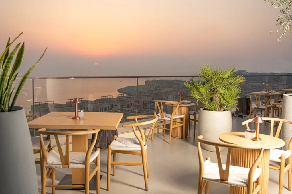 Kai Enzo by Chef Izu Ani terrace with dubai skyline view.