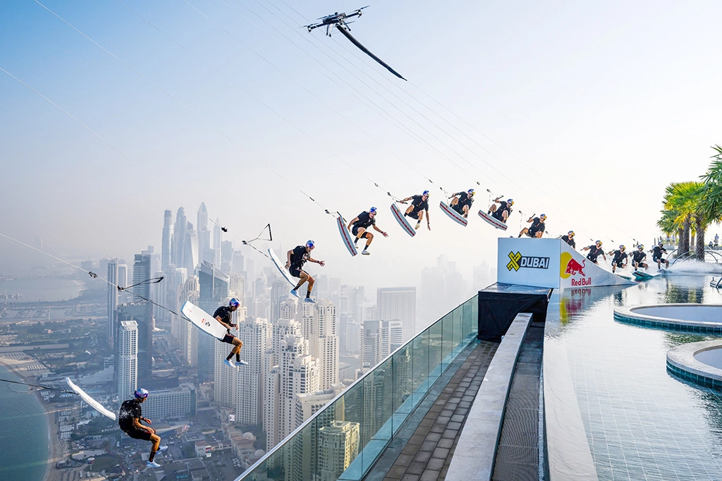 American Wakeskater plunges off Dubai skyscraper pool in 'world first'