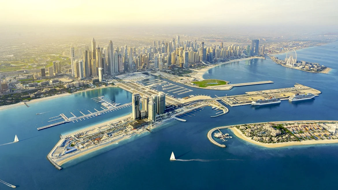 Sheikh Zayed Road with Dubai Harbour bridge