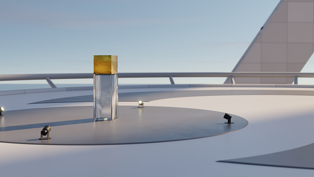 Golden cube artwork on Burj Al Arab helipad