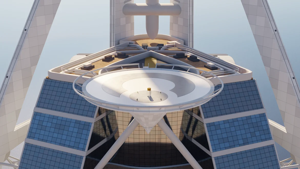 Golden cube artwork on Burj Al Arab helipad