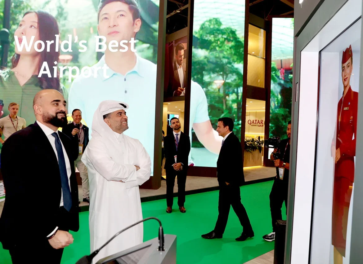 Qatar airways Qatar Airways AI-powered digital human cabin crew grabs spotlight at ATM 2024