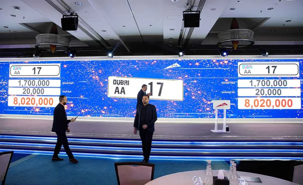 AA17 vehicle number plate sells for Dhs8 million in Dubai auction