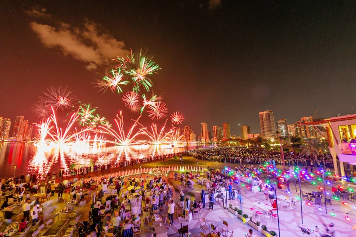 Sharjah new year fireworks New Year fireworks at Al Majaz Waterfront Sharjah