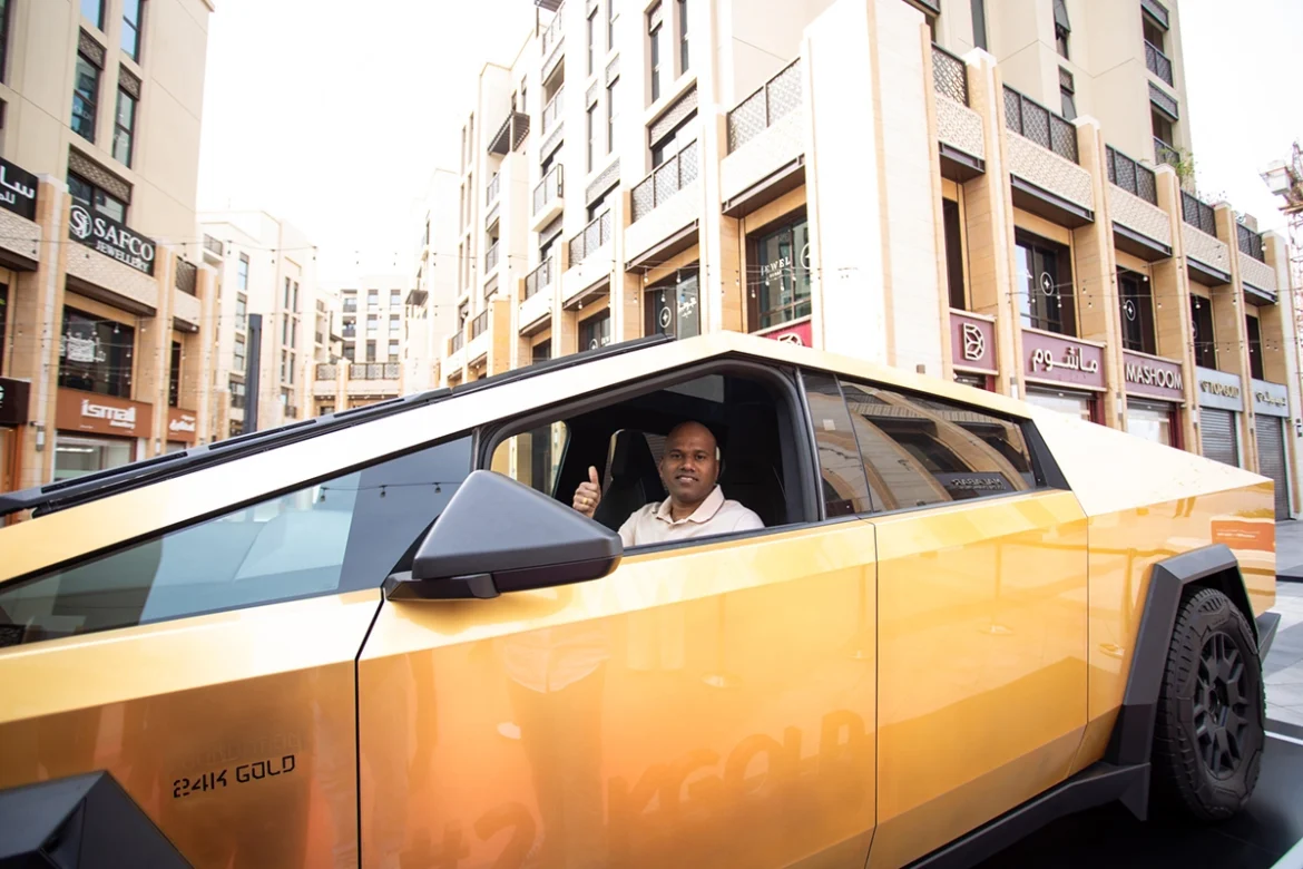Indian expat wins first 24K gold-plated Tesla Cybertruck in Dubai