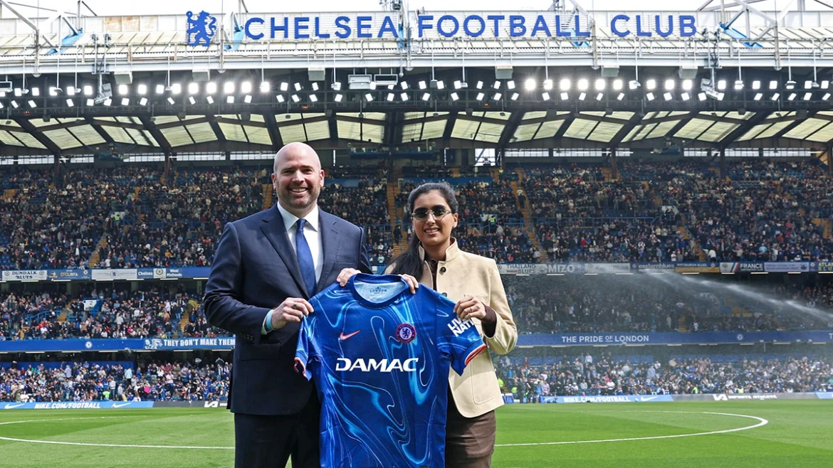 Amira Sajwani, Managing Director of Sales & Development of DAMAC Properties with Jason Gannon, President and COO of Chelsea Football Club Amira Sajwani, Managing Director of Sales & Development of DAMAC Properties with Jason Gannon, President and COO of Chelsea Football Club