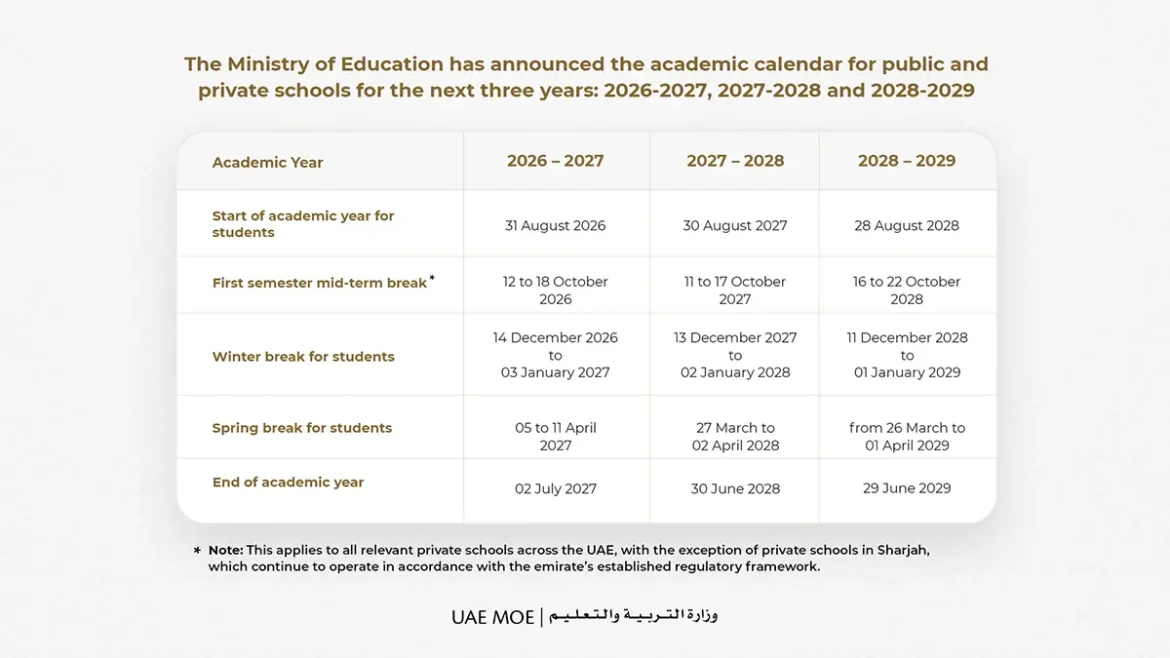 Ministry of Education announces academic calendar for next three years