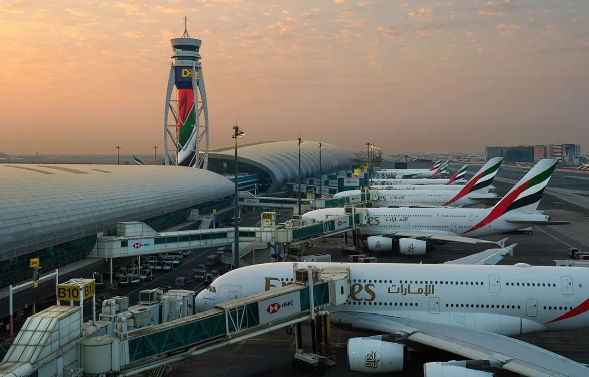 Dubai airport unveils giant UAE flag design on iconic control tower